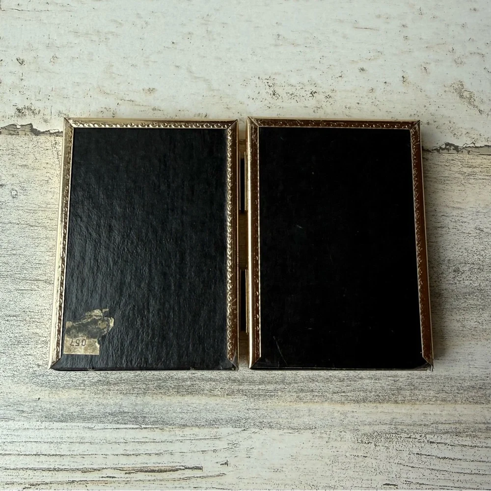 Vintage Gold Tone Bifold Hinged Metal Picture Photo Small Frame Tabletop
